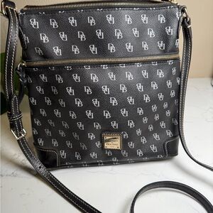 Dooney & Bourke Black and Gray Logo Crossbody